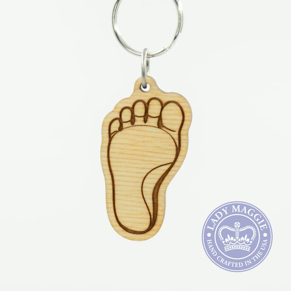 Right Foot Emoji Keychain - Barefoot Emoji Keychain - Right Footprint Charm - Right Bare Foot Charm - Right Foot Toes Emoji Keychain