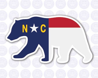Bear North Carolina Decal - NC Bear State Flag Decal - North Carolina Black Bear Bumper Sticker - State of NC Decal - NC Flag Decal