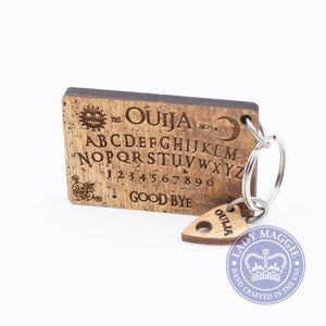 Rustic Ouija Board with Planchette Keychain Set Mini Ouija Board & Planchette Keyring Ouija Mystifying Oracle Planchette Engraved Charm image 1