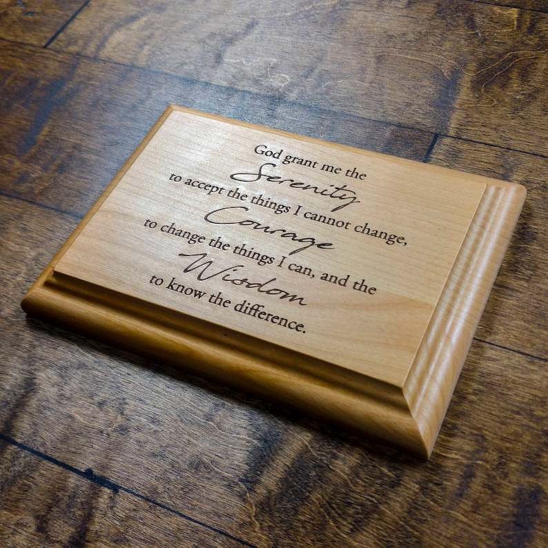 Serenity Prayer Wooden Plaque Serenity Prayer Engraved 7 x 5 Alder Wall Plaque Recovery Plaque 12 Step Prayer Alcoholics Anonymous image 5