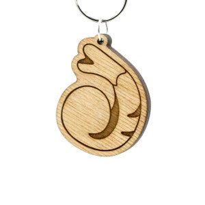 Shrimp Emoji Keychain - Prawn Emoji Keyring - Shrimp Emoji Carved Wood Charm