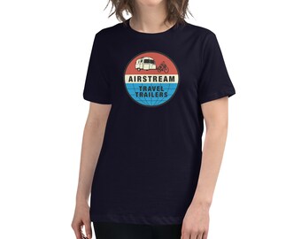 Retro Airstream Travel Trailers Ladies T-Shirt - Vintage Airstream Bambi Ad Women's Relaxed T-Shirt - Ladies Airstream Camper Tee