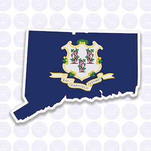 Connecticut Decal - CT State Flag Decal - Connecticut State Bumper Sticker - State of Connecticut Decal - CT Flag Sticker - Connecticut