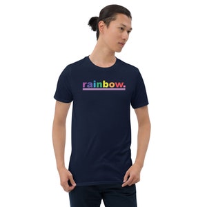 Rainbow Short-Sleeve Unisex T-Shirt Rainbow Pride Shirt LBGTQ Pride Shirt LGBTQ Pride Tee Navy