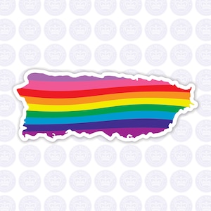 Puerto Rico Rainbow Flag Decal - Puerto Rican LGBTQ Flag Decal - Commonwealth of Puerto Rico Bumper Sticker - PR Gay Pride - PR Rainbow Flag