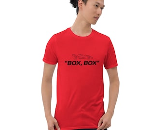 Box Box Racing Unisex T-Shirt | Formula 1 Racing Shirt Team Colors | F1 Pit Stop Tee Shirt | Box Box Shirt F1 | Grand Prix Formula One