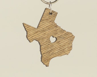 Texas Wooden Keychain - Wooden Texas Carved Key Ring - Wooden TX Charm - State of Texas Keyring - Texas Shaped State Keychain