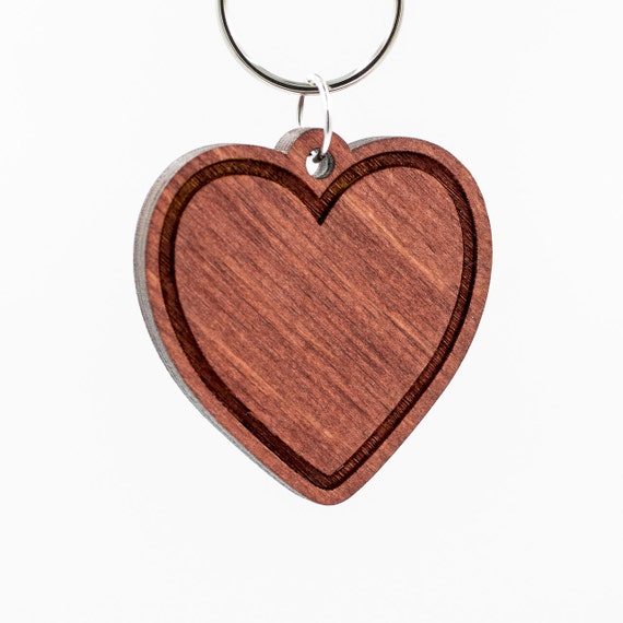 Red Heart Emoji Wood Keychain Heavy Black Heart Emoji Carved ...