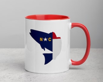 North Carolina Fish Mug - NC Fish State Flag Coffee Cup - NC Bass Mug - Fisherman - NC Angler Mug
