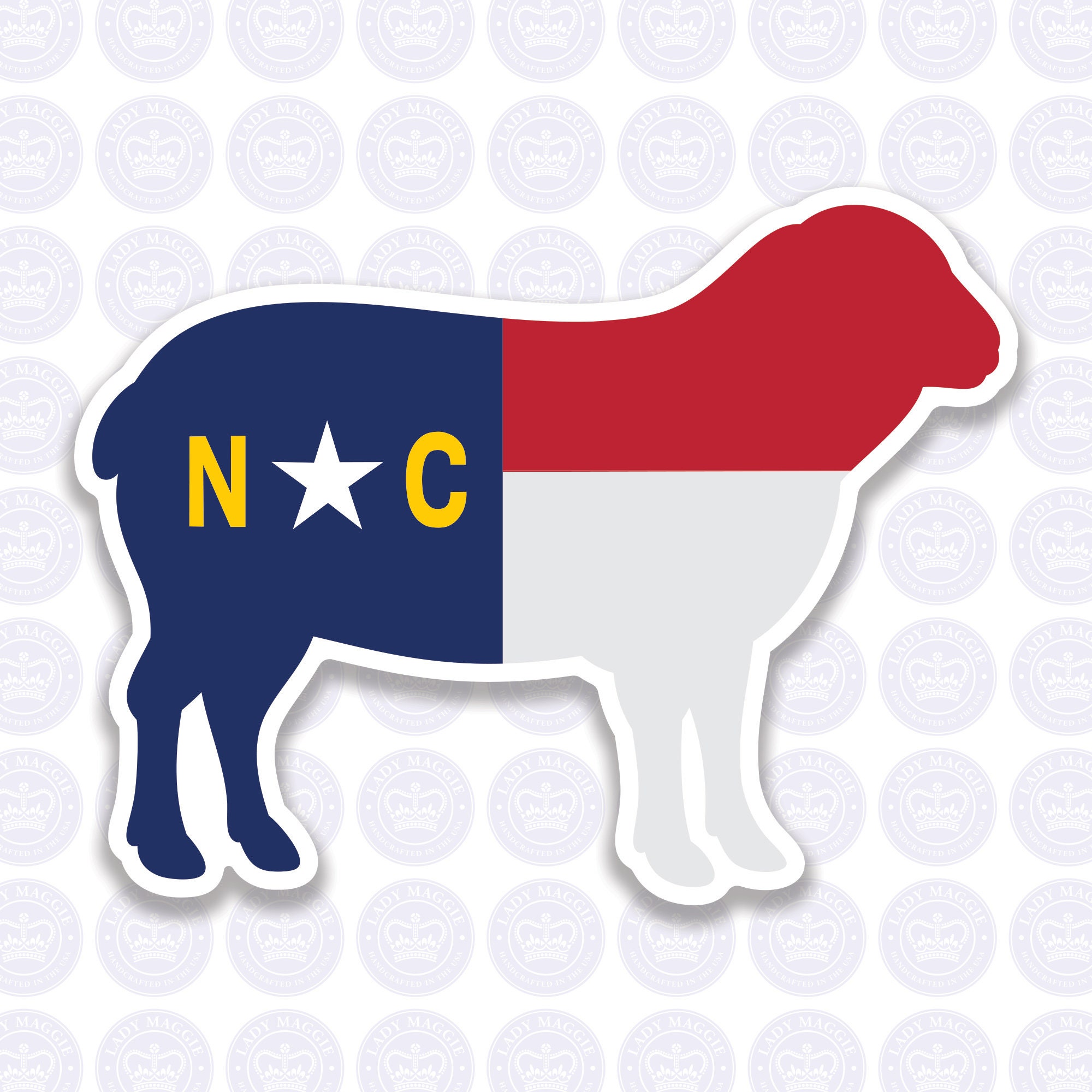 Sheep North Carolina Decal - NC Sheep Flag Decal - North Carolina Lamb Bumper Sticker - State of NC Decal - NC Flag Decal - Ram