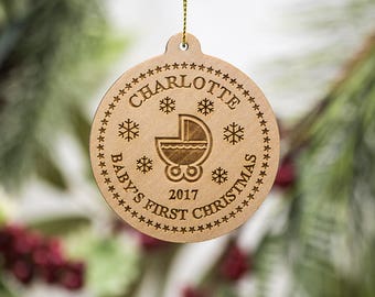 Babys First Christmas Ornament - Baby Carriage Personalized Ornament - Engraved Stroller Baby Ornament - Gift for New Parents - Child's Gift