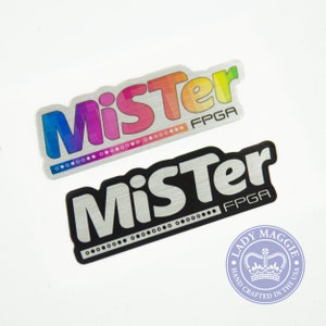 Metallic MiSTer Decal  - Set of 2 Metallic MiSTer Decals - Silver MiSTer - Rainbow MiSTer - Classic Arcade Game - MiSTer FPGA 2&quot; x .75&quot;