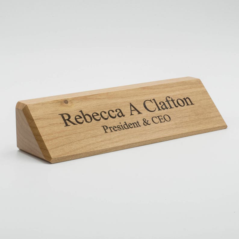 Personalized Wooden Desk Name Wedge Custom Engraved Wood Etsy