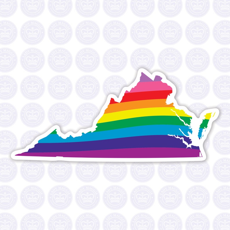 Virginia Rainbow Flag Decal VA State LGBTQ Decal Virginia Etsy