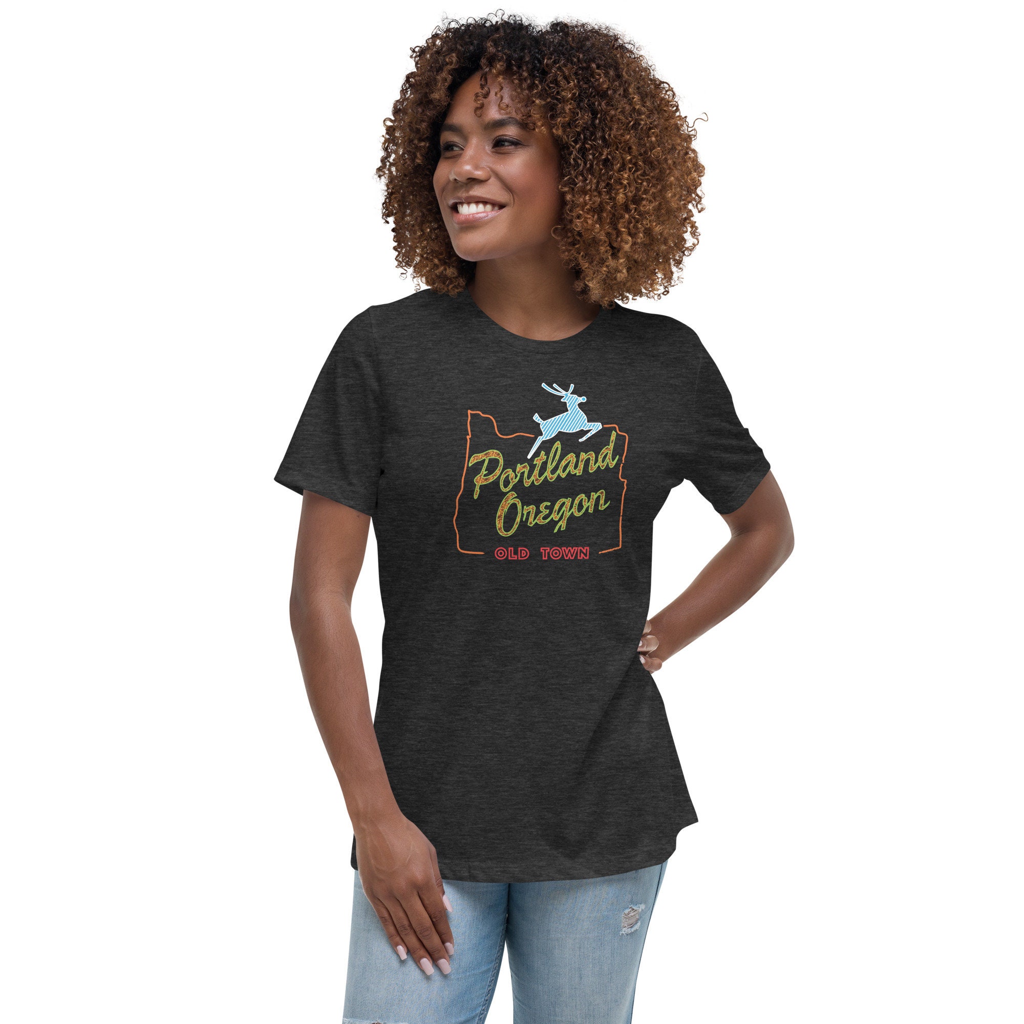 Portland Oregon Old Town Ladies T-Shirt - Old Town Portland OR Women&#39;s Relaxed T-Shirt - Portland Oregon Misses Tee