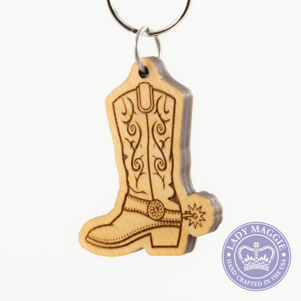 Cowboy Boot Keychain - Boot Keyring - Western Boot Keychain - Cowboy Boot with Spurs Charm - Boot Charm - Cowboy Boot Keyring