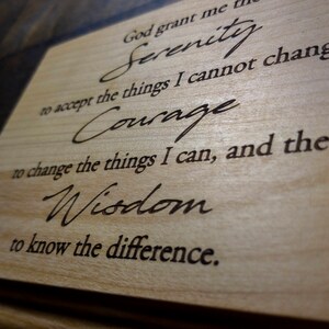 Serenity Prayer Wooden Plaque Serenity Prayer Engraved 7 x 5 Alder Wall Plaque Recovery Plaque 12 Step Prayer Alcoholics Anonymous image 2