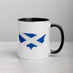 Scottish American Flag Mug | Scottish Expat Coffee Cup | American Scottish Flag | Scot Expat Mug | UK in USA | Choice of Color Scottish Mug
