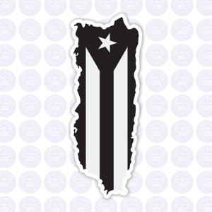 Puerto Rico Resistance Flag Decal - Puerto Rico Black & White Resistance Flag sticker - Puerto Rican Resistance Flag Decal