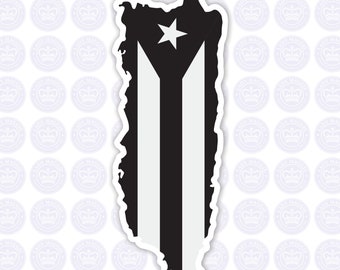 Puerto Rico Resistance Flag Decal - Puerto Rico Black & White Resistance Flag sticker - Puerto Rican Resistance Flag Decal