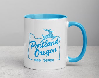 Portland Old Town Mug - Portland Oregon Old Town Coffee Cup - Blue Portland Mug - Portland OR Mug - Portland Old Town Double Sided Mug