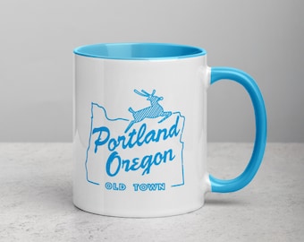 Portland Old Town Mug - Portland Oregon Old Town Coffee Cup - Blue Portland Mug - Portland OR Mug - Portland Old Town Double Sided Mug