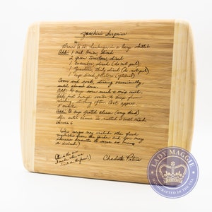 Personalized Family Recipe Cutting Board 13.5x11.5 - Mom Gift Custom Engraved Handwriting Recipe Board - Handwritten Recipe Moms Recipe Gift