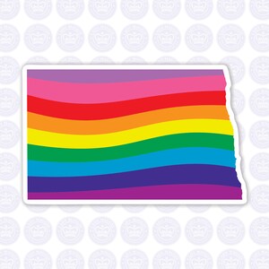 North Dakota Rainbow Flag Decal - ND LBGTQ Decal - North Dakota State Bumper Sticker - State of North Dakota Decal - North Dakota Gay Pride