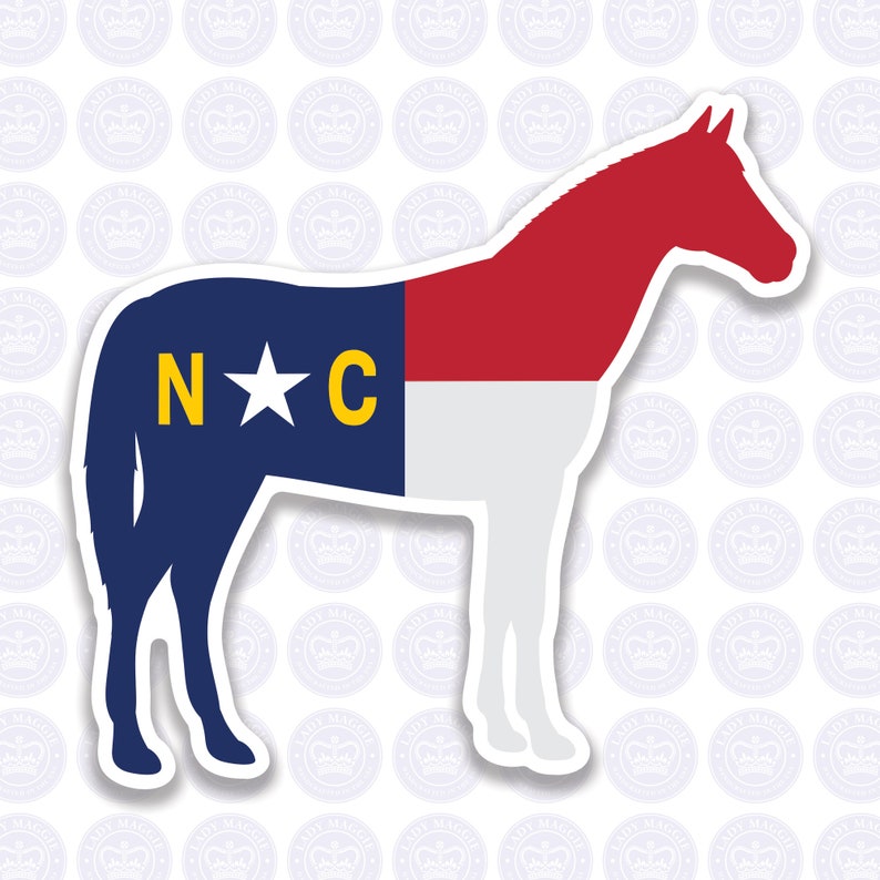 Horse North Carolina Decal NC Horse Flag Decal North Carolina Horse Bumper Sticker State of NC Decal NC Flag Decal Equestrian image 1