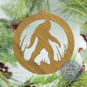 Bigfoot Christmas Ornament - Bigfoot Silhouette Wooden Tree Decoration - Sasquatch Ornament - Yeti Christmas Ornament - Squatch Ornament