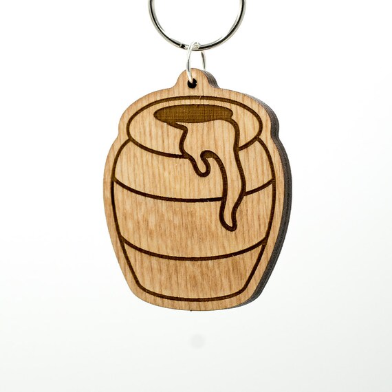 Honey Pot Emoji Wood Keychain Honey Emoji Honey Bee Emoji Etsy