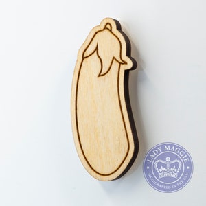 Eggplant Emoji Magnet - Wooden Aubergine Emoji Carved Wooden Magnet - Eggplant Emoticon Engraved Charm - Eggplant Magnet - Aubergine Magnet