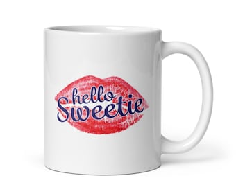 Doctor Who River Song Hello Sweetie Coffee Cup Choice of Size - River Song Dr Who Mug - River Song Melody Pond Hello Sweetie Mug Free Ship