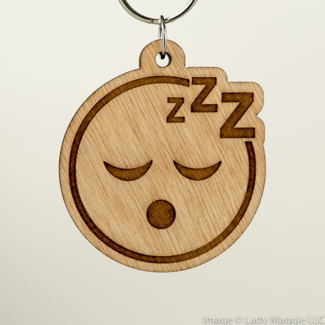 Sleeping Face Emoji Wooden Keychain Sleep Face Emoji Carved Etsy