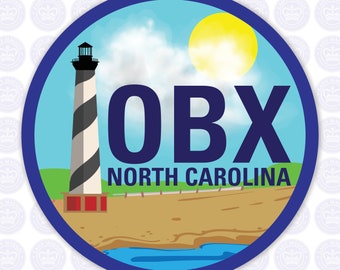 OBX Lighthouse Decal - Outer Banks Bumper Sticker - OBX Outer Banks Decal - North Carolina Outer Banks Yeti Decal - OBX Lighthouse Beach