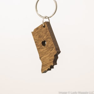 Indiana Wooden Keychain - IN State Keychain - Wooden Indiana Carved Key ...