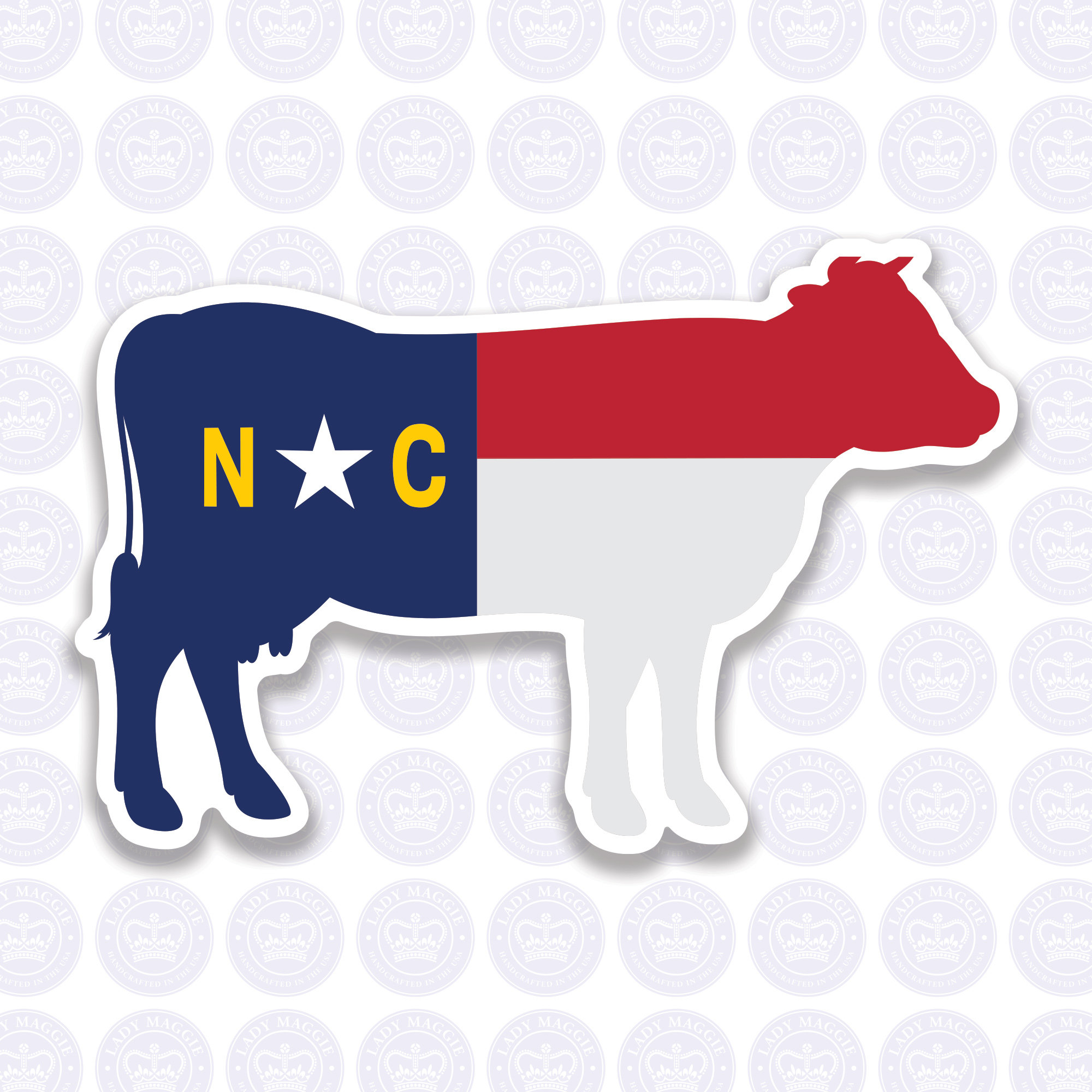 Cow North Carolina Decal - NC Cow Flag Decal - North Carolina Cattle Bumper Sticker - State of NC Decal - NC Flag Decal