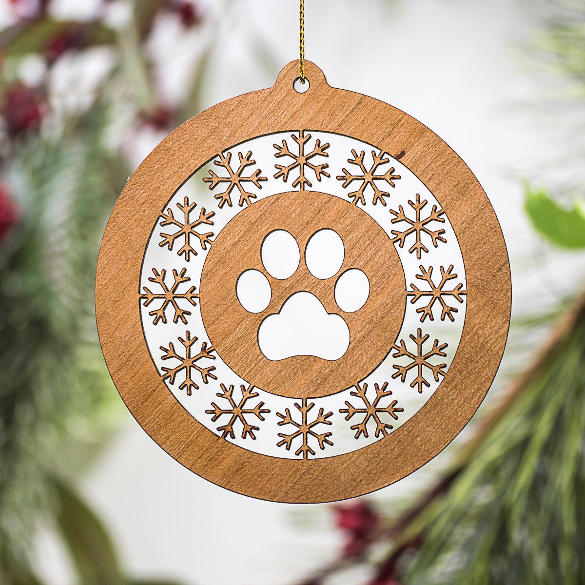 Paw Print Christmas Ornament Pet Ornament Paw Print Laser  Etsy