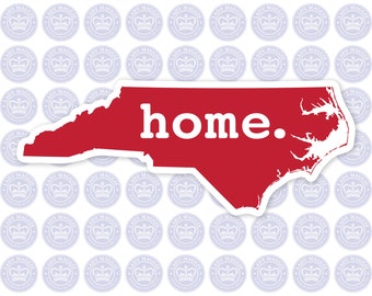 North Carolina Home Decal - Red NC State Decal - North Carolina State Bumper Sticker - State of NC Decal - NC Red Decal