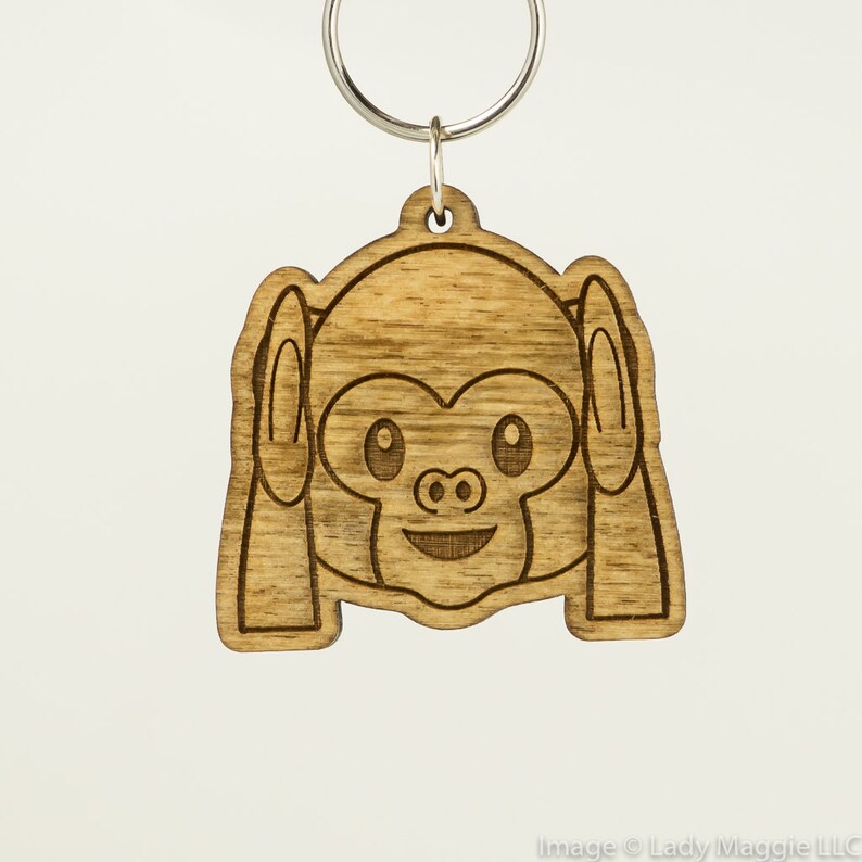 Hear No Evil Monkey Emoji Keychain Monkey Face Emoji Carved Etsy