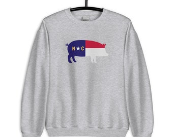 North Carolina Hog Unisex Sweatshirt | State of NC Pig Shirt | North Carolina Flag Shirt | NC Pig Sweatshirt