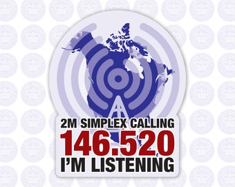 146.520 - 2m National Simplex Calling Frequency Decal - Amateur Radio Round Decal / Sticker - Radio Ham