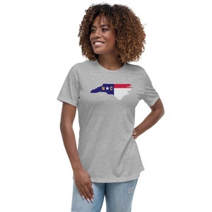 North Carolina State Flag Women&#39;s T-Shirt - NC Flag Women&#39;s Relaxed T-Shirt - Ladies NC T-Shirt - North Carolina Misses Tee