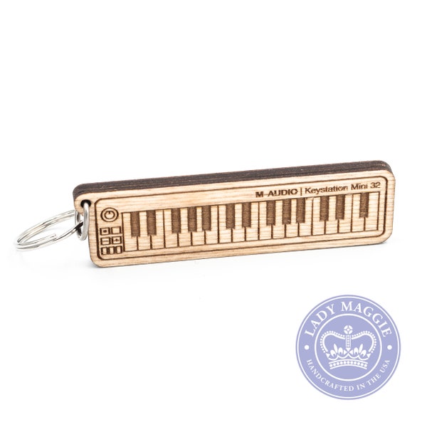 Synthesizer Keychain - Keyboard Charm - Keystation Mini Engraved Keychain - MIDI Keyboard Key Ring - Keyboard Controller - Portable Keyboard