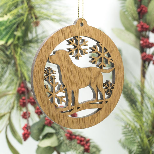 Labrador Christmas Wood Ornament - Lab Dog Silhouette Cut Wooden Tree Decoration - Labrador Retriever Ornament - Pet Dog Ornament