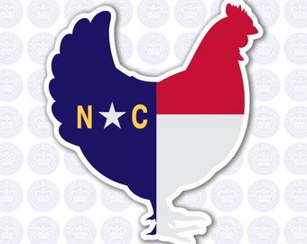 Chicken North Carolina Decal - NC Chicken Flag Decal - North Carolina Hen Bumper Sticker State of NC Decal - NC Decal Carolina Chicken