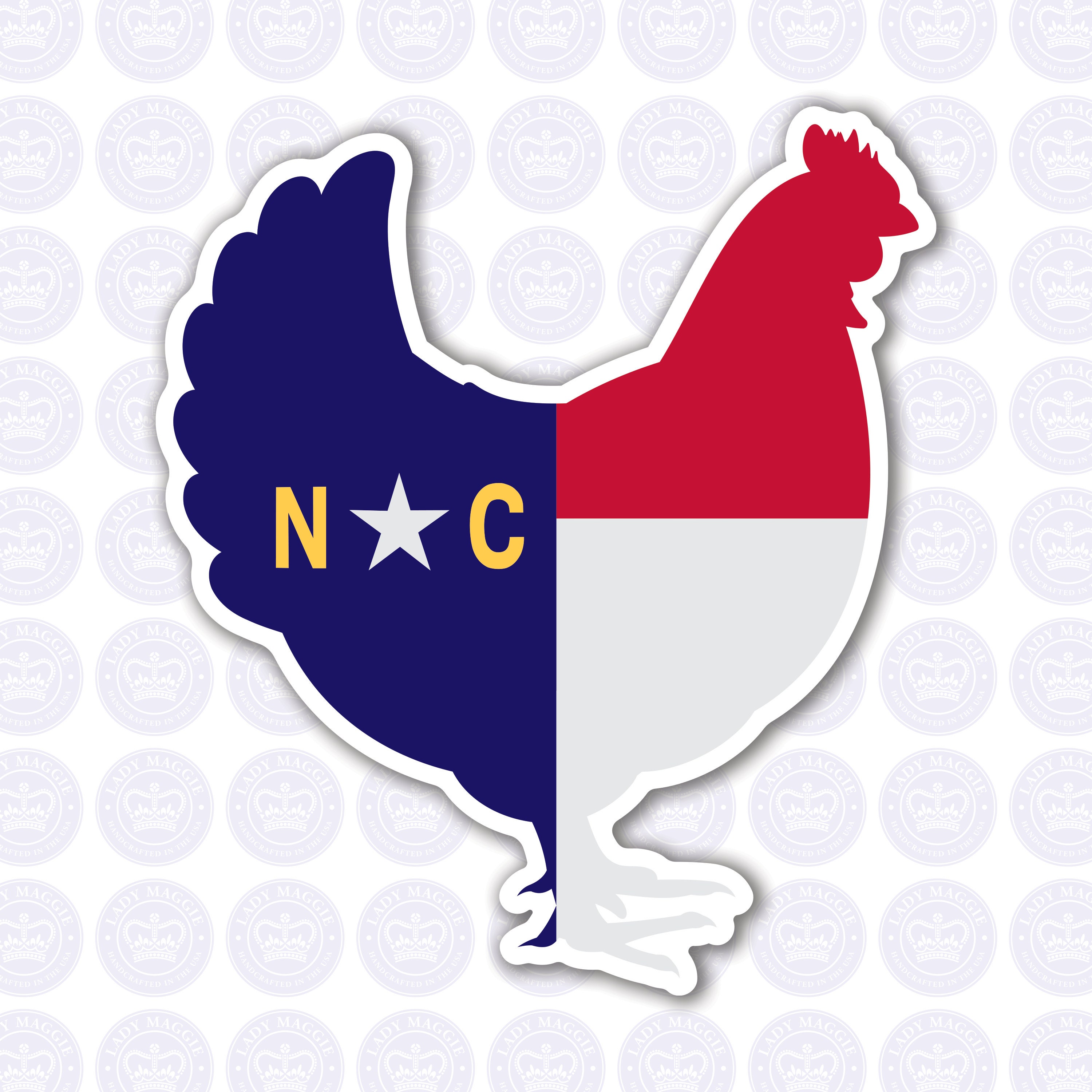 Chicken North Carolina Decal - NC Chicken Flag Decal - North Carolina Hen Bumper Sticker State of NC Decal - NC Decal Carolina Chicken