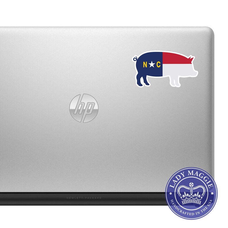 Pig North Carolina Decal - NC Hog Flag Decal - North Carolina Pig Bumper Sticker - State of NC Decal - NC Flag Decal - Piglet - Sow - Pork 3" inches