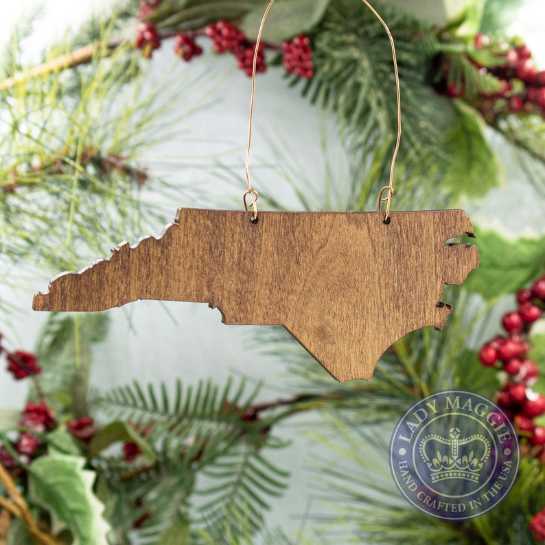 North Carolina Christmas Ornament Wooden North Carolina Etsy