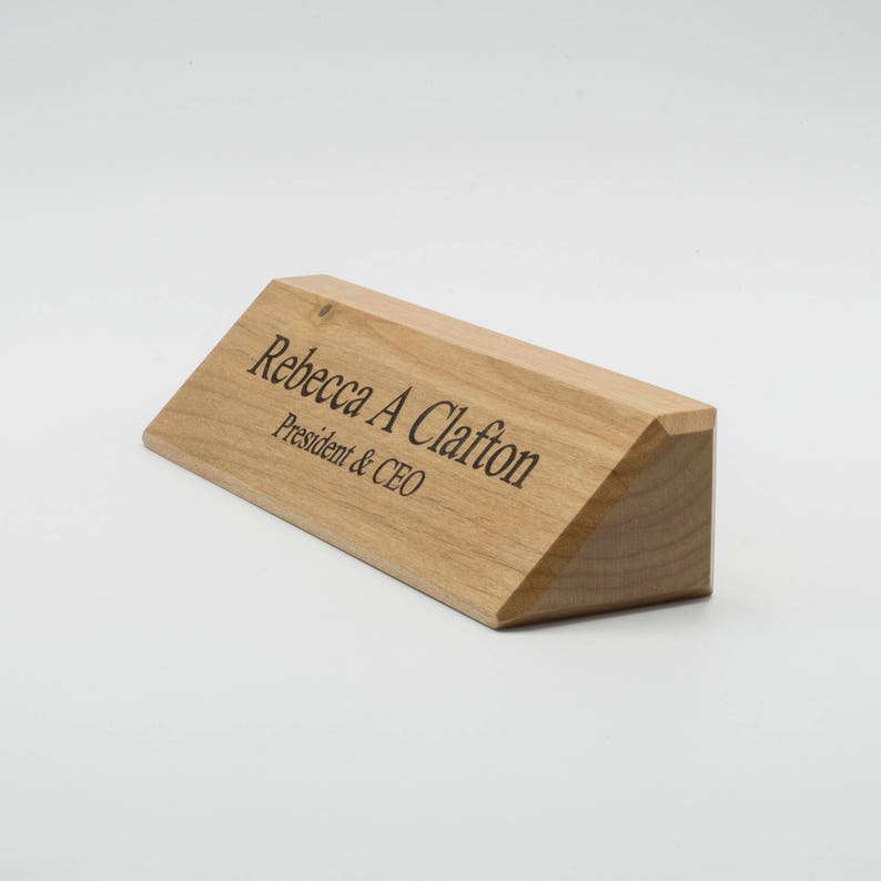 Personalized Wooden Desk Name Wedge Custom Engraved Wood Etsy